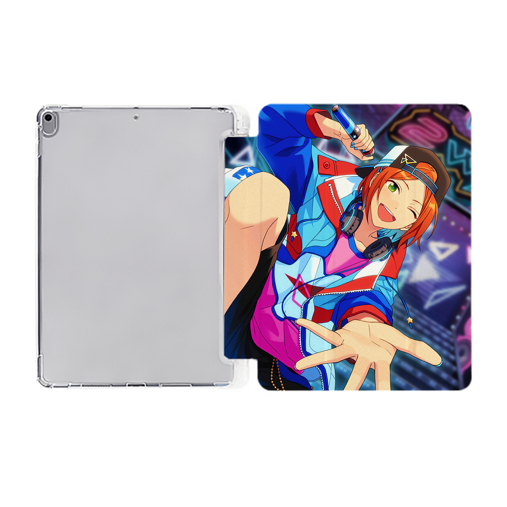 （画像用） あんさんぶるスターズ! Ensemble Stars IPad ケース ペン収納付き 三つ折りスタンド PUレザー×シリコン 対応機種9.5/10.5/10.9インチ